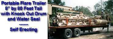8" by 80' Tall Portable Flare Trailer with Disentrainment & Water Seal Drums