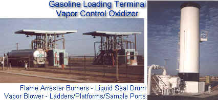 Gasoline Loading Terminal Vapor Control Oxidizer with Flame Arrester Burners, Liquid Seal Drum, Vapor Booster Blower, Ladders/Platforms/Sample Ports