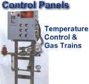 Control panel with NEMA 4 temperature and flame safeguard control panel, gas trains for pilot and main burner control