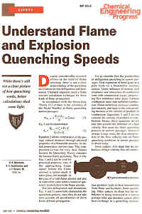 RP 93-6 Chemical Engineering Progress Reprint - May 1993 - Understand Flame & Explosion Quenching Speeds 4 Pages