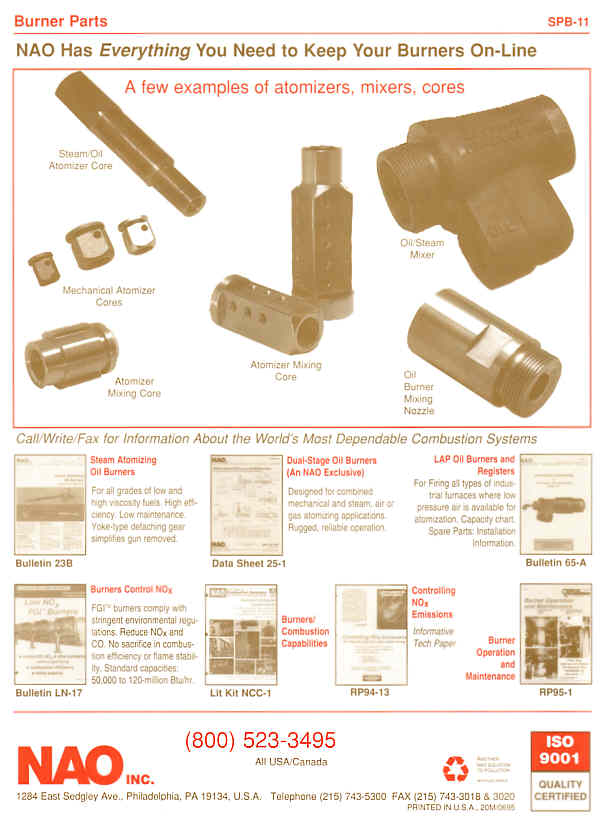Bulletin SPB-11 Page 2 BACK -- NAO Spare Parts -- Atomizeers, Mixers and Cores