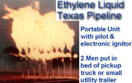 Portable Liquid Ethylene Flare for Texas Pipeline -- easily transportable in the back of pickup truck or small utility trailer