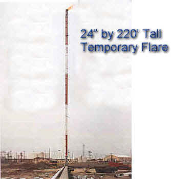 24" by 220' Guy Supported Temporary Flare in Oklahoma -- Steam for Smokeless Operation -- Heavy Hydrocarbon Products